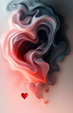 A surreal representation of love depicted through abstract forms and colors, capturing the essence of uncertainty