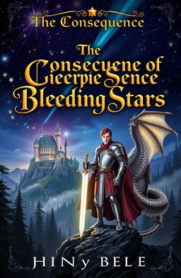 A mystical medieval fantasy book cover for 'The Consequence of Bleeding Stars'