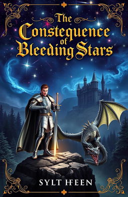 A mystical medieval fantasy book cover for 'The Consequence of Bleeding Stars'