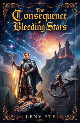 A mystical medieval fantasy book cover for 'The Consequence of Bleeding Stars'