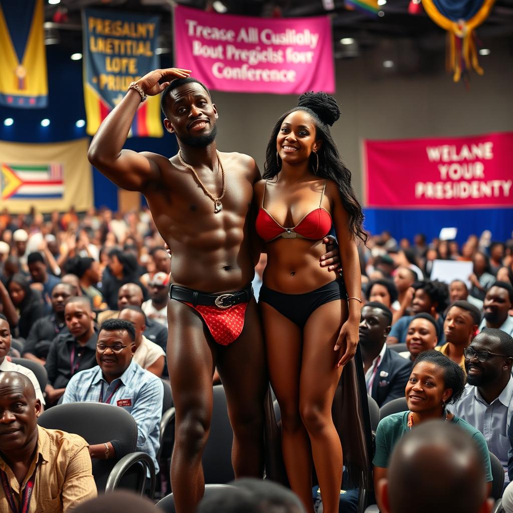 At a vibrant presidential conference filled with an all-Black audience, a daring moment captures attention as a Black man boldly strips naked in a statement of freedom and self-expression