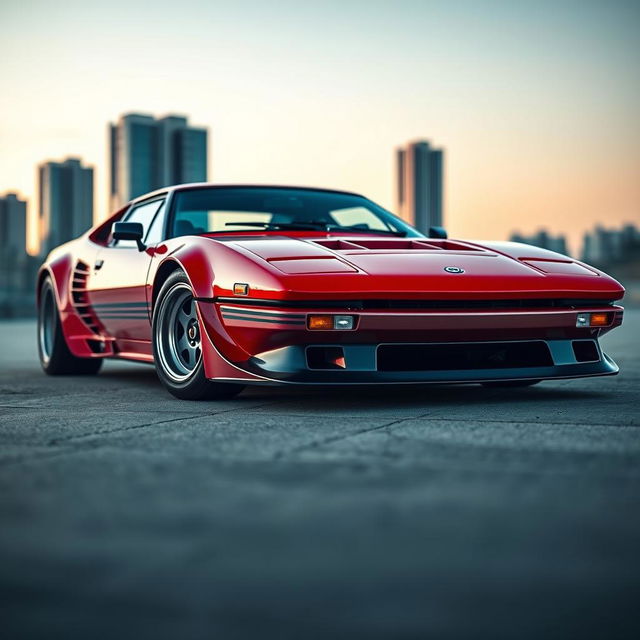 A beautifully modified Lancia Stratos featuring the front bumper of a Nissan S15, showcasing a perfect blend of classic and modern aesthetics