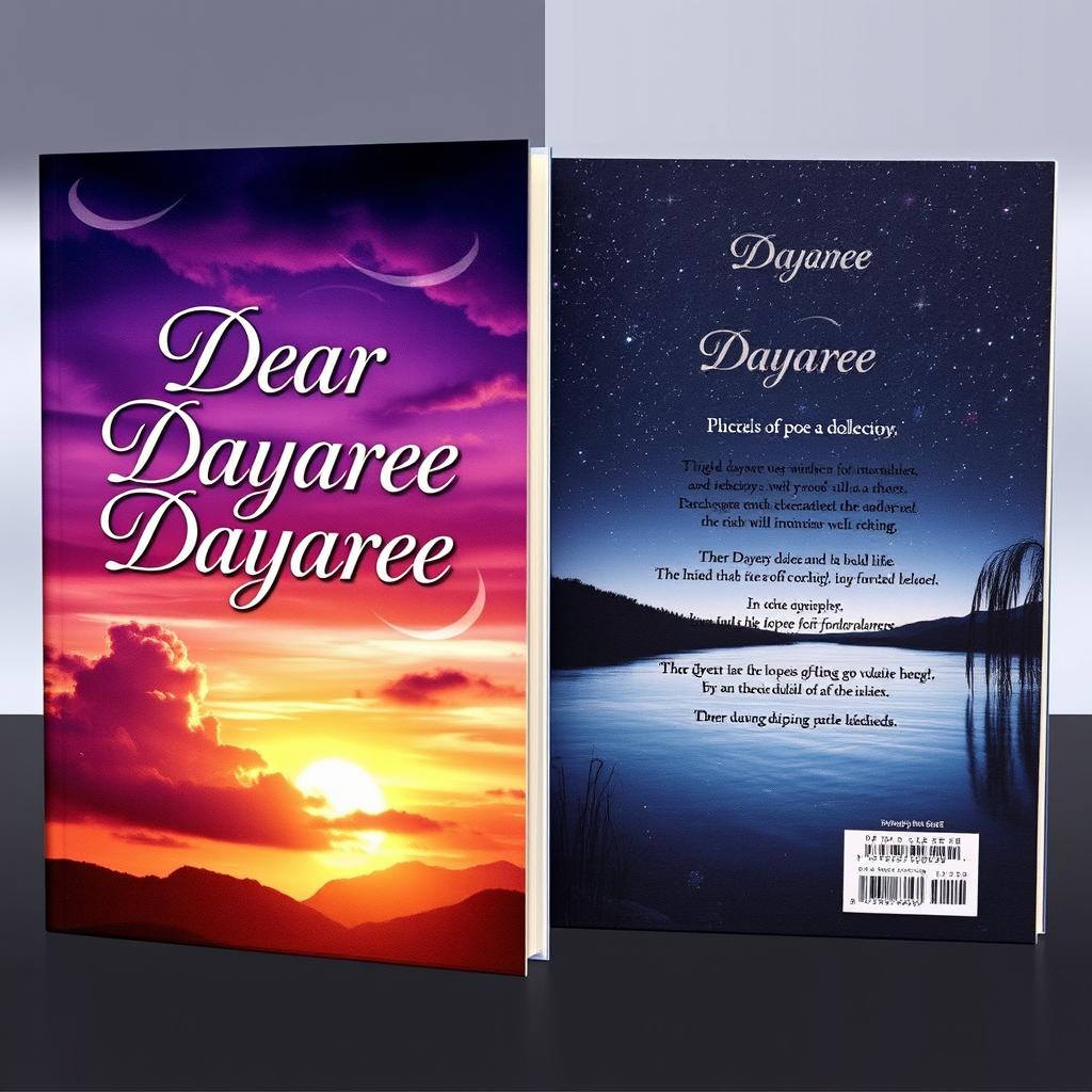 A captivating book cover and back cover for a poetry collection titled 'Dear Dayaree'