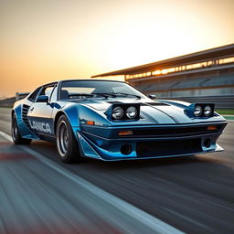 A custom Lancia Stratos featuring the front bumper of a Nissan S15, creating a unique blend of classic and modern design