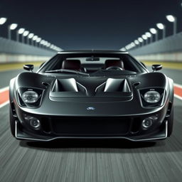 A striking new car designed on the chassis of a Ford GT40, featuring the front bumper of a Lancia Stratos, creating an aggressive and powerful aesthetic