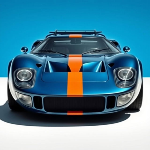 A custom car designed on the chassis of a Ford GT40, featuring the aggressive front bumper of a Lancia Stratos