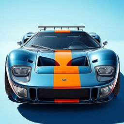 A custom car designed on the chassis of a Ford GT40, featuring the aggressive front bumper of a Lancia Stratos