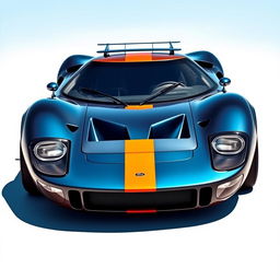 A custom car designed on the chassis of a Ford GT40, featuring the aggressive front bumper of a Lancia Stratos