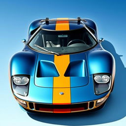 A custom car designed on the chassis of a Ford GT40, featuring the aggressive front bumper inspired by the Lancia Stratos