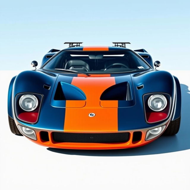 A custom car designed on the chassis of a Ford GT40, featuring the aggressive front bumper inspired by the Lancia Stratos