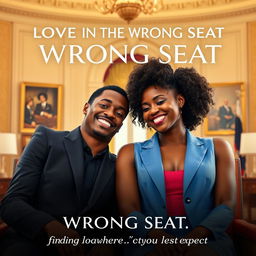 A vibrant movie poster for the film 'LOVE IN THE WRONG SEAT'