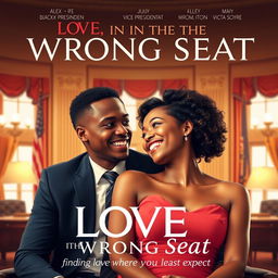 A vibrant movie poster for the film 'LOVE IN THE WRONG SEAT'