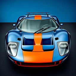 A bespoke car built on the chassis of a Ford GT40, featuring the bold front bumper design of a Lancia Stratos for an aggressive appearance