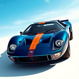 A custom car designed on the chassis of a Ford GT40, featuring the aggressive front bumper inspired by the Lancia Stratos