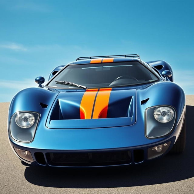 A custom car designed on the chassis of a Ford GT40, featuring the aggressive front bumper inspired by the Lancia Stratos