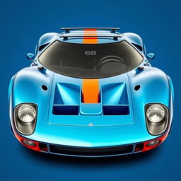 A custom car inspired by the chassis of a Ford GT40, featuring the aggressive front bumper design of a Lancia Stratos