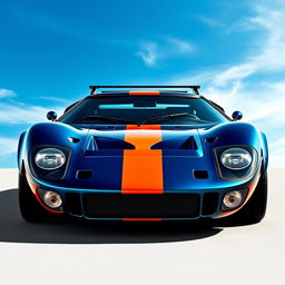 A custom-designed car based on the chassis of a Ford GT40, featuring the aggressive front bumper of a Lancia Stratos