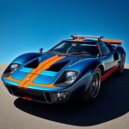 A custom-designed car based on the chassis of a Ford GT40, featuring the aggressive front bumper design from the Lancia Stratos