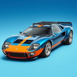 A custom-designed car based on the chassis of a Ford GT40, featuring the aggressive front bumper design from the Lancia Stratos