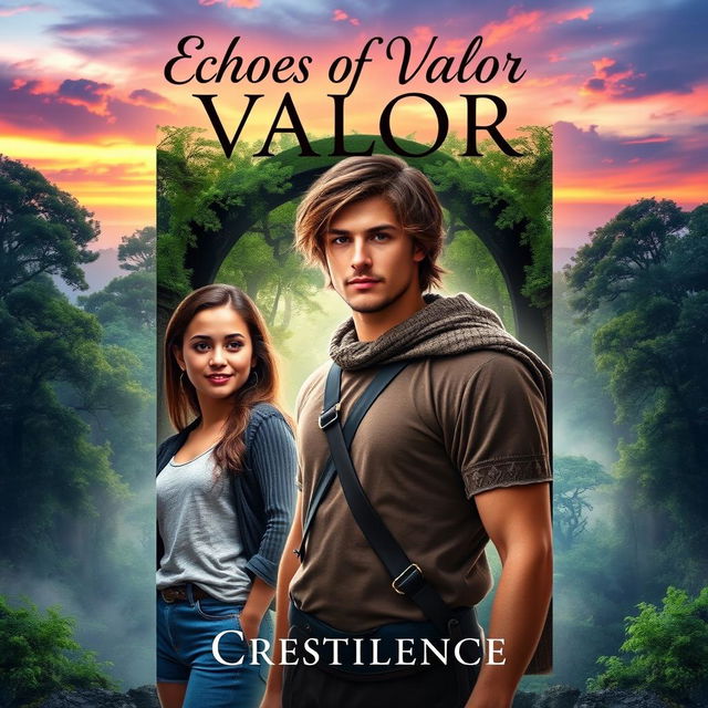 A captivating book cover for 'Echoes of Valor' by Crestilence