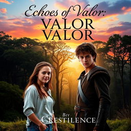 A captivating book cover for 'Echoes of Valor' by Crestilence