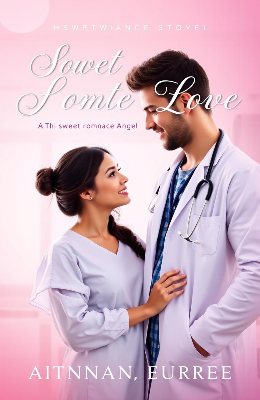 A captivating book cover for a romance novel featuring a handsome doctor in a white coat with a stethoscope around his neck, standing confidently in a hospital setting