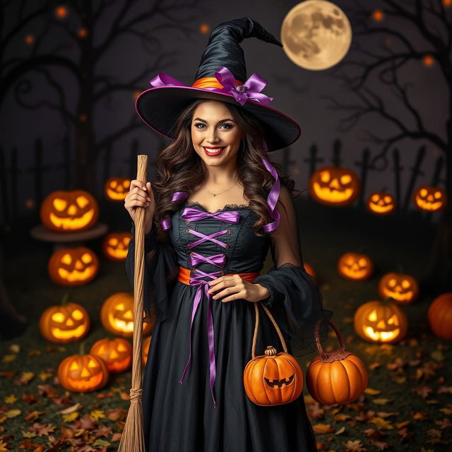 A woman dressed in a vibrant and creative Halloween costume, showcasing intricate details and bold colors