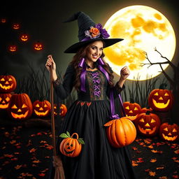 A woman dressed in a vibrant and creative Halloween costume, showcasing intricate details and bold colors