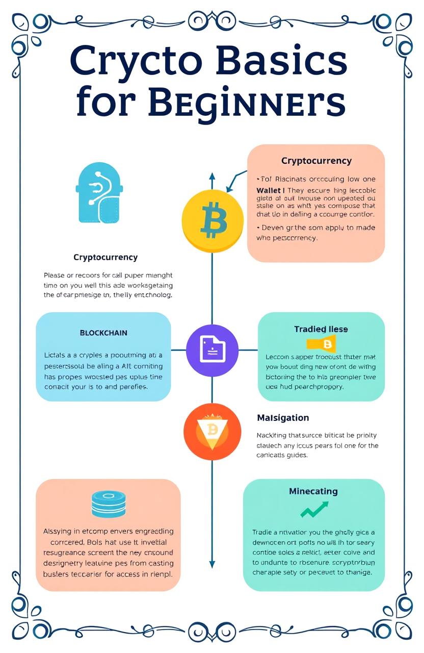 A visually appealing infographic that outlines the basics of cryptocurrency for beginners