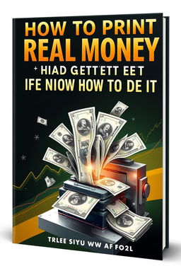 A striking book cover that showcases a futuristic machine printing banknotes effortlessly, symbolizing algorithmic trading and wealth creation