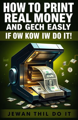 A striking book cover that showcases a futuristic machine printing banknotes effortlessly, symbolizing algorithmic trading and wealth creation