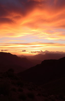 A stunning view of the Atlas Mountains before sunset, showcasing a dramatic landscape