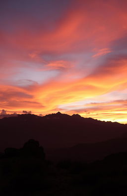 A stunning view of the Atlas Mountains before sunset, showcasing a dramatic landscape