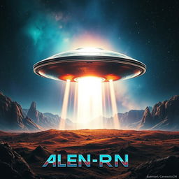 A dramatic and captivating movie poster featuring an alien spaceship landing