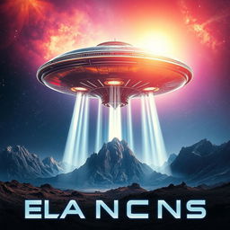 A dramatic and captivating movie poster featuring an alien spaceship landing