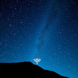 A captivating digital art piece featuring a starry night sky as a backdrop for a space-themed logo