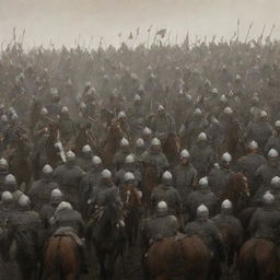 King Alex and his 10,000 horsemen shipping out for a monumental battle against the Roman legions. The scene is filled with a flurry of activity, the air bristles with the tension and excitement of the upcoming confrontation.