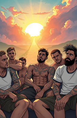 A thoughtful and impactful illustration depicting the theme of drug addiction among men, focusing on the struggles with body image and the future