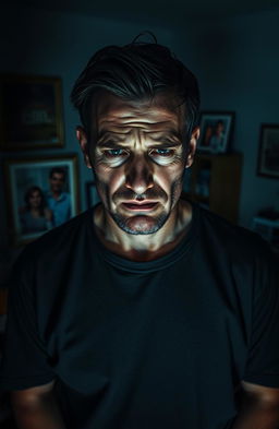 A realistic portrayal of a man struggling with drug addiction, depicting the internal conflict and emotional turmoil he experiences