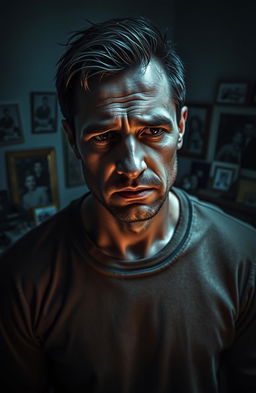 A realistic portrayal of a man struggling with drug addiction, depicting the internal conflict and emotional turmoil he experiences