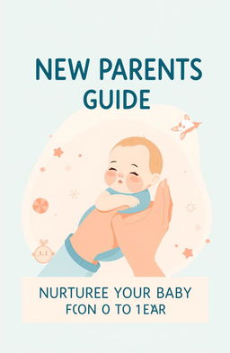 A welcoming and nurturing book cover for an eBook titled 'NEW PARENTS GUIDE' with the subtitle 'NURTURING YOUR BABY FROM 0 TO 1 YEAR