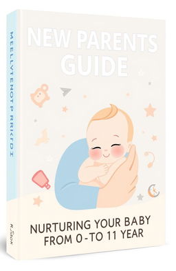 A welcoming and nurturing book cover for an eBook titled 'NEW PARENTS GUIDE' with the subtitle 'NURTURING YOUR BABY FROM 0 TO 1 YEAR