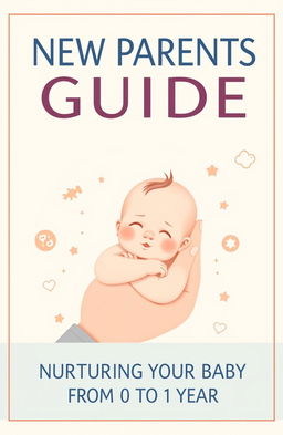 A welcoming and nurturing book cover for an eBook titled 'NEW PARENTS GUIDE' with the subtitle 'NURTURING YOUR BABY FROM 0 TO 1 YEAR