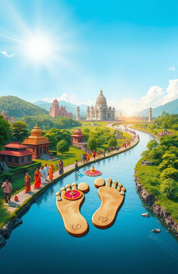 A scenic representation of the footprints of Shri Ram, symbolizing a pilgrimage through India