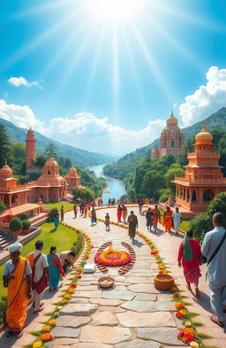 A scenic representation of the footprints of Shri Ram, symbolizing a pilgrimage through India