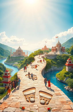 A scenic representation of the footprints of Shri Ram, symbolizing a pilgrimage through India