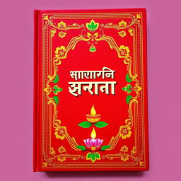 A beautifully designed holy book cover in Marathi, featuring traditional motifs and vibrant colors
