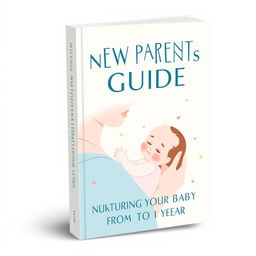 A welcoming and nurturing book cover for an eBook titled 'NEW PARENTS GUIDE' with the subtitle 'NURTURING YOUR BABY FROM 0 TO 1 YEAR