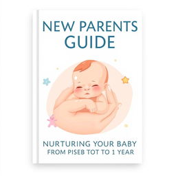 A welcoming and nurturing book cover for an eBook titled 'NEW PARENTS GUIDE' with the subtitle 'NURTURING YOUR BABY FROM 0 TO 1 YEAR