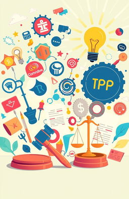 An engaging illustration depicting the concepts of trademarks and patents